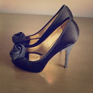 Valentino black high heels (rose on top)